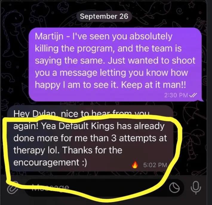'screenshot of Default Kings community chat